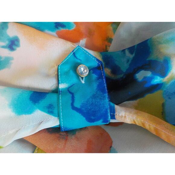 Sunny Leigh Women Small Shirt Floral Sheer Chiffon Jewel Button Multicolor Tunic - Picture 9 of 9